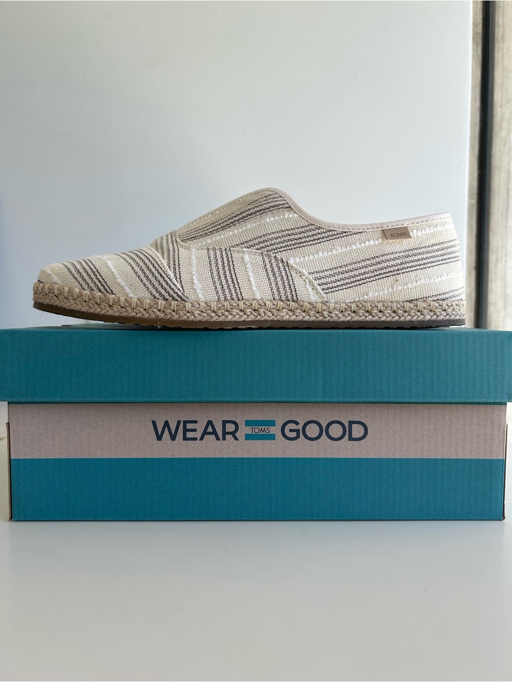 Toms Beige and Brown Striped Slip-On Espadrille